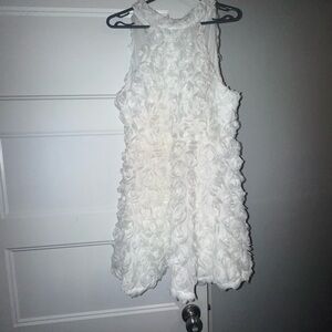 Lulu's White Ruffled A-line Mini Dress with Halter Neckline for Bride